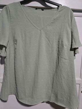 NWT BloomChic Light Sage Textured V-Neck Blouse Size12
